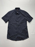 Michael Kors Shirt Mens Medium Blue Geometric Short Sleeve Button Up Slim