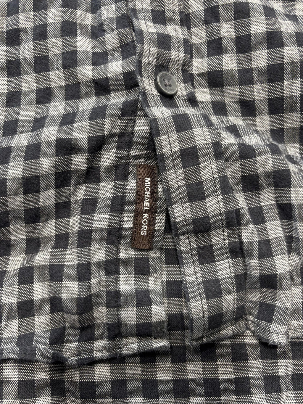 Michael Kors Shirt Mens Medium Gray Check Long Sleeve Button Up Slim Fit