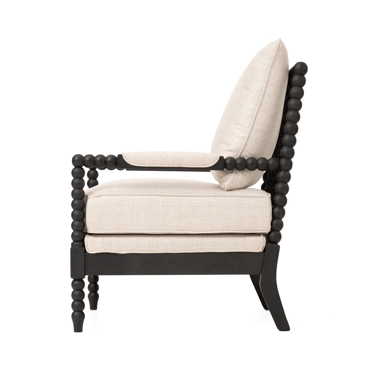 Rubber Wood Accent Chair, Upholstered Fabric Leisure Chair with High-Resilience Sponge, Modern Living Room Chair for Bedroom, Office, Reading Nook, Sturdy Solid Wood Frame, Comfortable & Easy to Clean