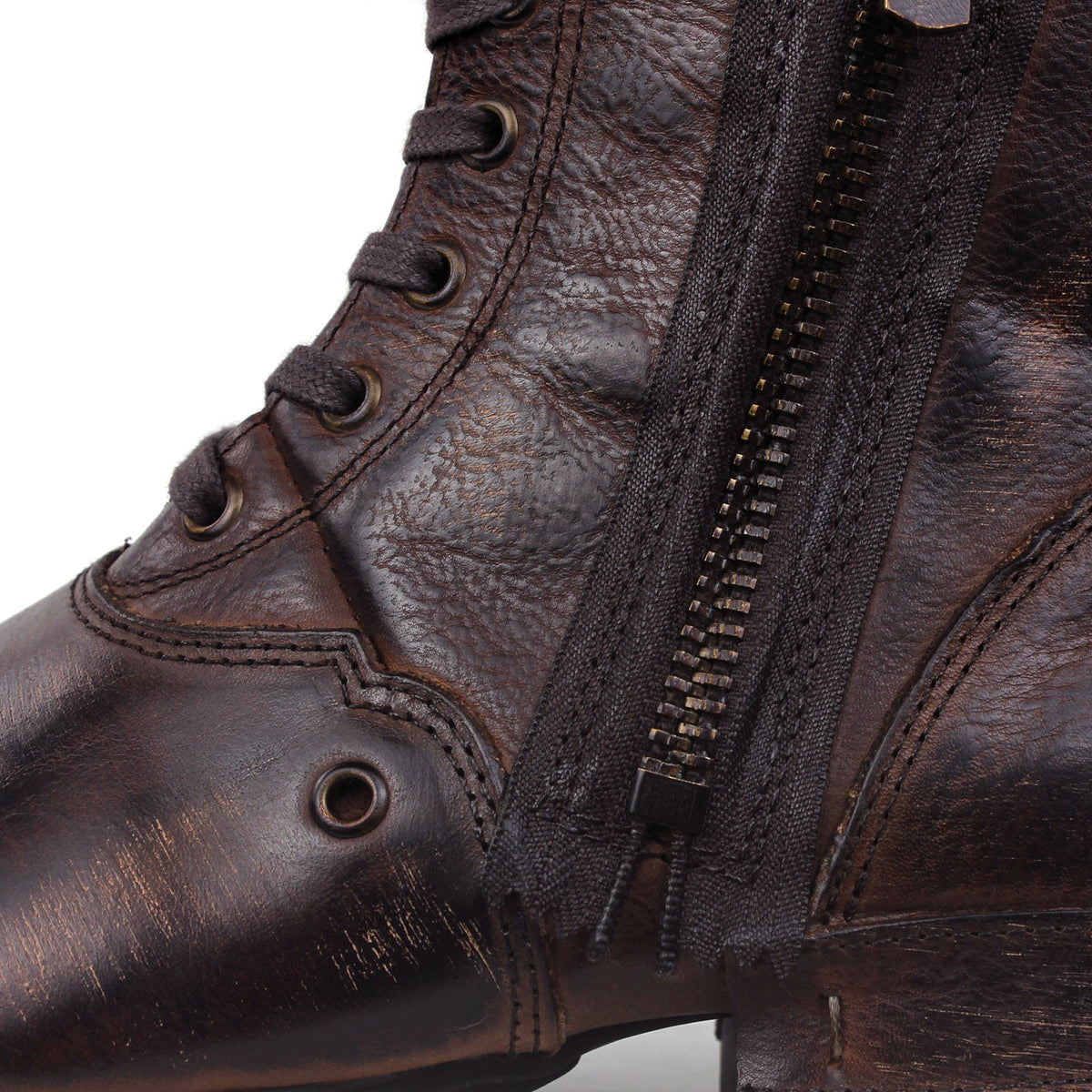 OSSTONE Moto Boots for Men Vintage Zipper-up Retro Leather Chukka Boots Distressed Rock n roll Bike Shoes Punk Boots OS-5008-8-E-F
