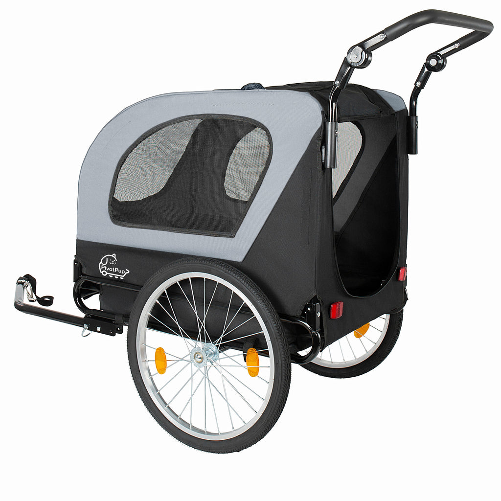 2-in-1 Bike Trailer & Pet Stroller for Dogs up to 110lbs with Weather Cover - Black, Red, or Blue