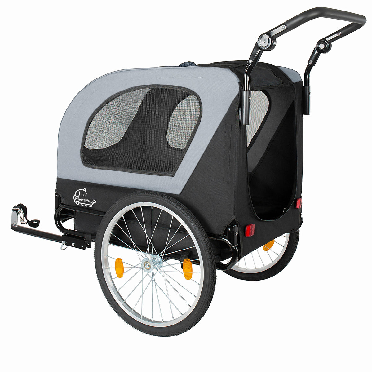 2-in-1 Bike Trailer & Pet Stroller for Dogs up to 110lbs with Weather Cover - Black, Red, or Blue