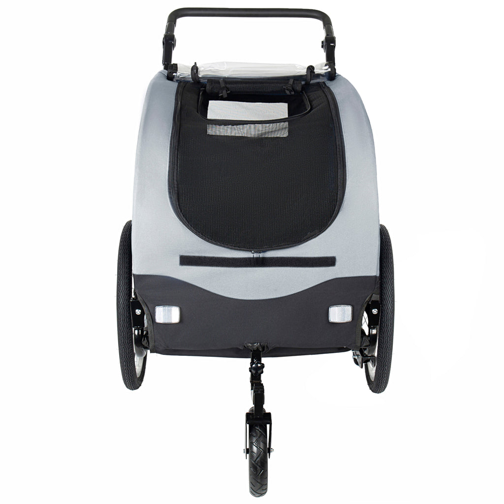 2-in-1 Bike Trailer & Pet Stroller for Dogs up to 110lbs with Weather Cover - Black, Red, or Blue