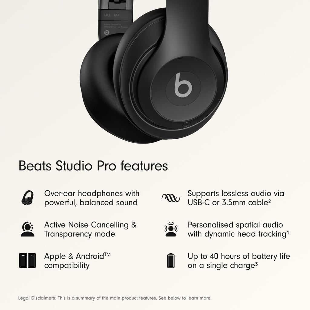 Beats Studio Pro Wireless Headphones – Black (Refurbished)