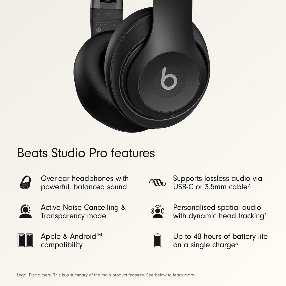 Beats Studio Pro Wireless Headphones – Black (Refurbished)