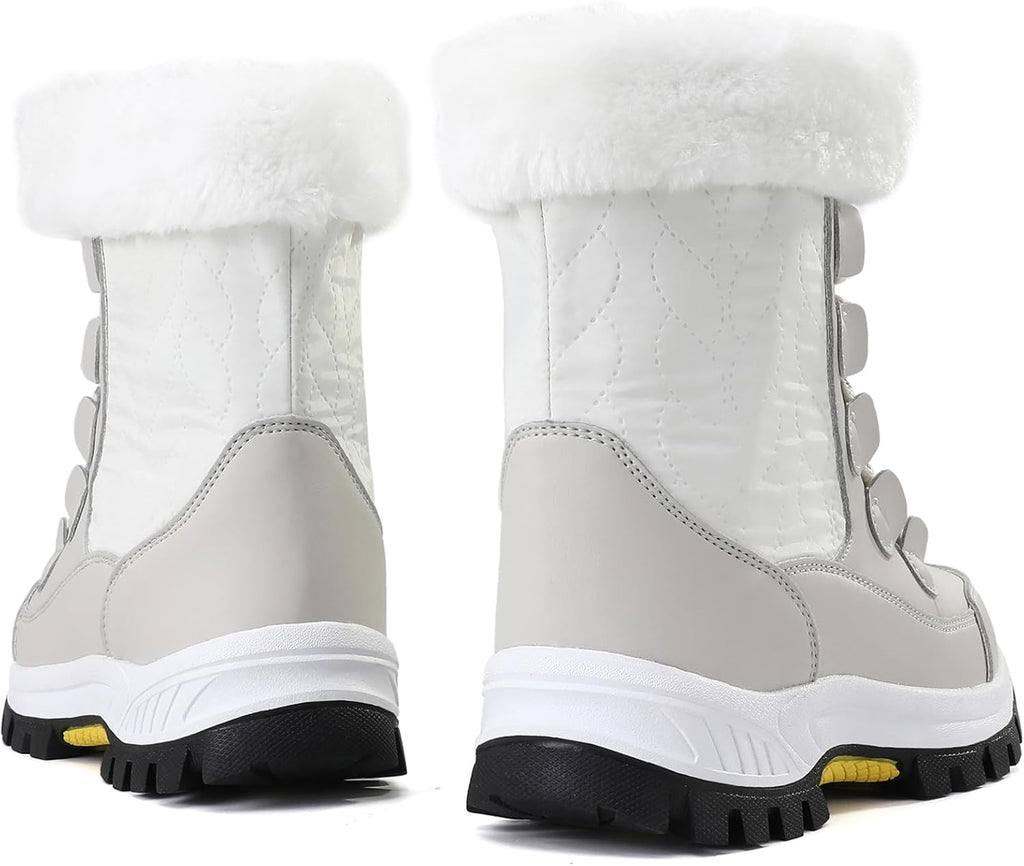 COOJOY Womens Winter Snow Boots Waterproof Shoes Walking Comfortable Hiking Tennis Booties Furry Mid Calf Warm Lightweight