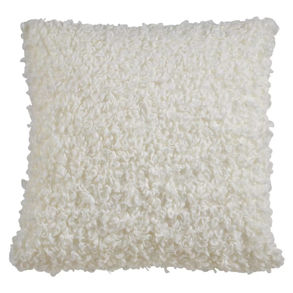 Fennco Styles Cozy Faux Lamb Fur Decorative Throw Pillow 18" W x 18" L – Ivory Cushion for Couch, Bedroom, Living Room and Office Décor