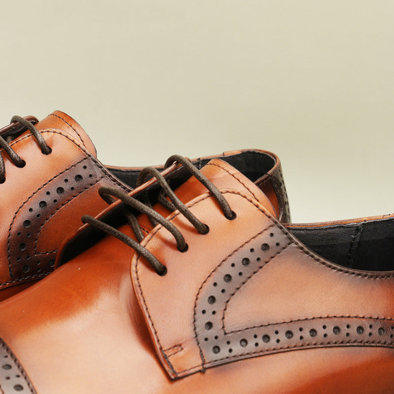Men's Brogue Carved Business Oxford Leather Dress Shoes