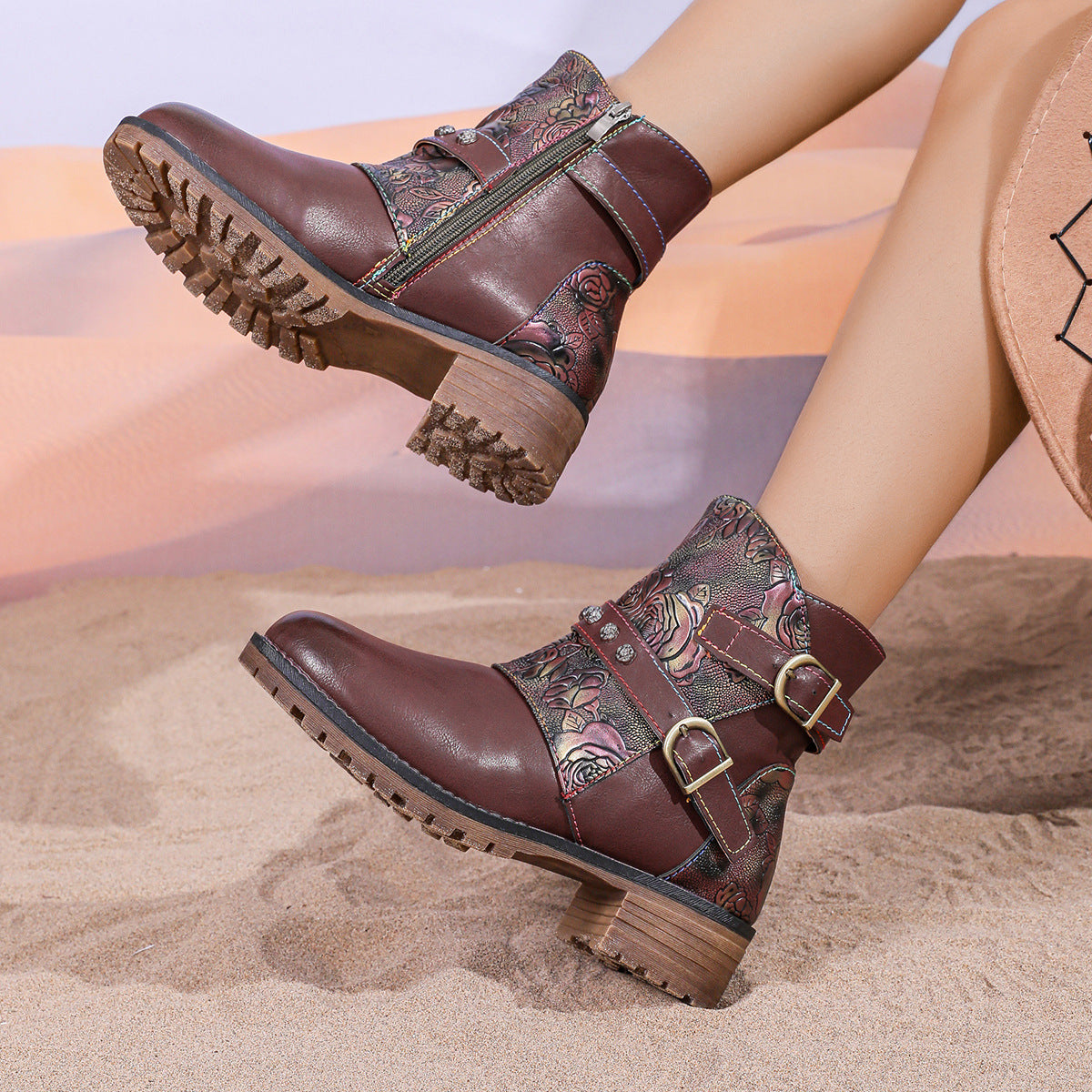 Fashionable Western Boots With Print For Women
