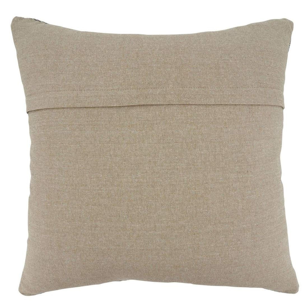 Fennco Styles Embroidered Block Print Cotton Decorative Throw Pillow 20" W x 20" L - Blue Cushion for Christmas, Holiday, Home, Couch, Living Room and Office Décor