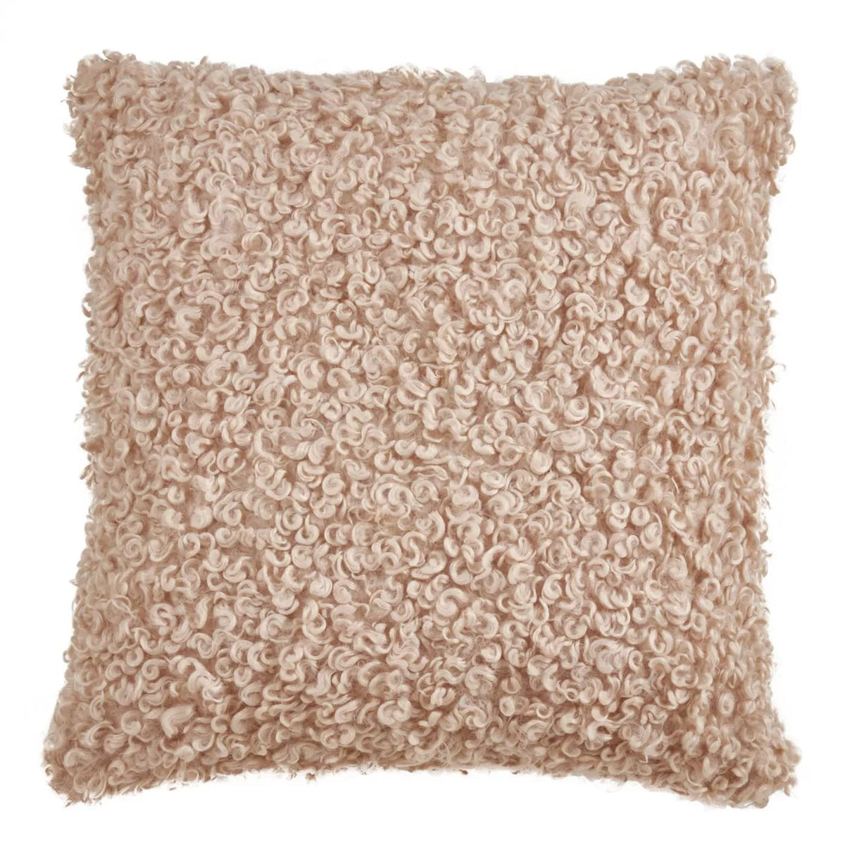 Fennco Styles Cozy Faux Lamb Fur Decorative Throw Pillow 18" W x 18" L – Ivory Cushion for Couch, Bedroom, Living Room and Office Décor