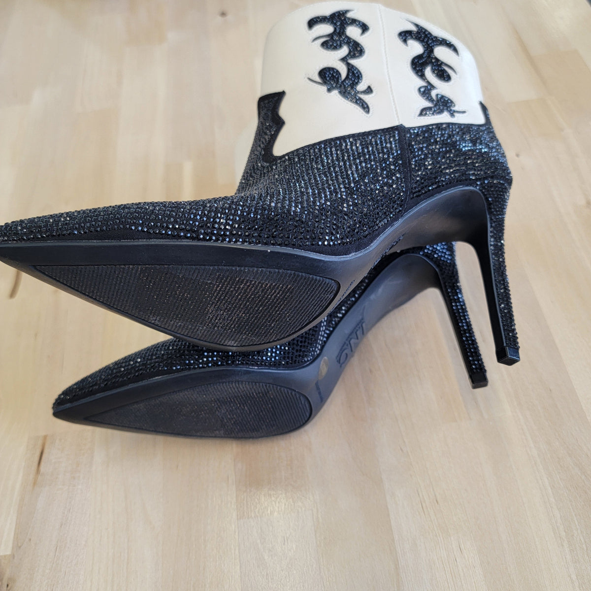 INC Shoe Size 9 Black & Cream  Western Bling Bootie NWT