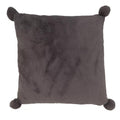 Fennco Styles Plush Faux Rabbit Fur Pom Pom Decorative Filled Throw Pillow 18" W x 18" L – Grey Cushion for Couch, Bedroom, Living Room and Office Décor