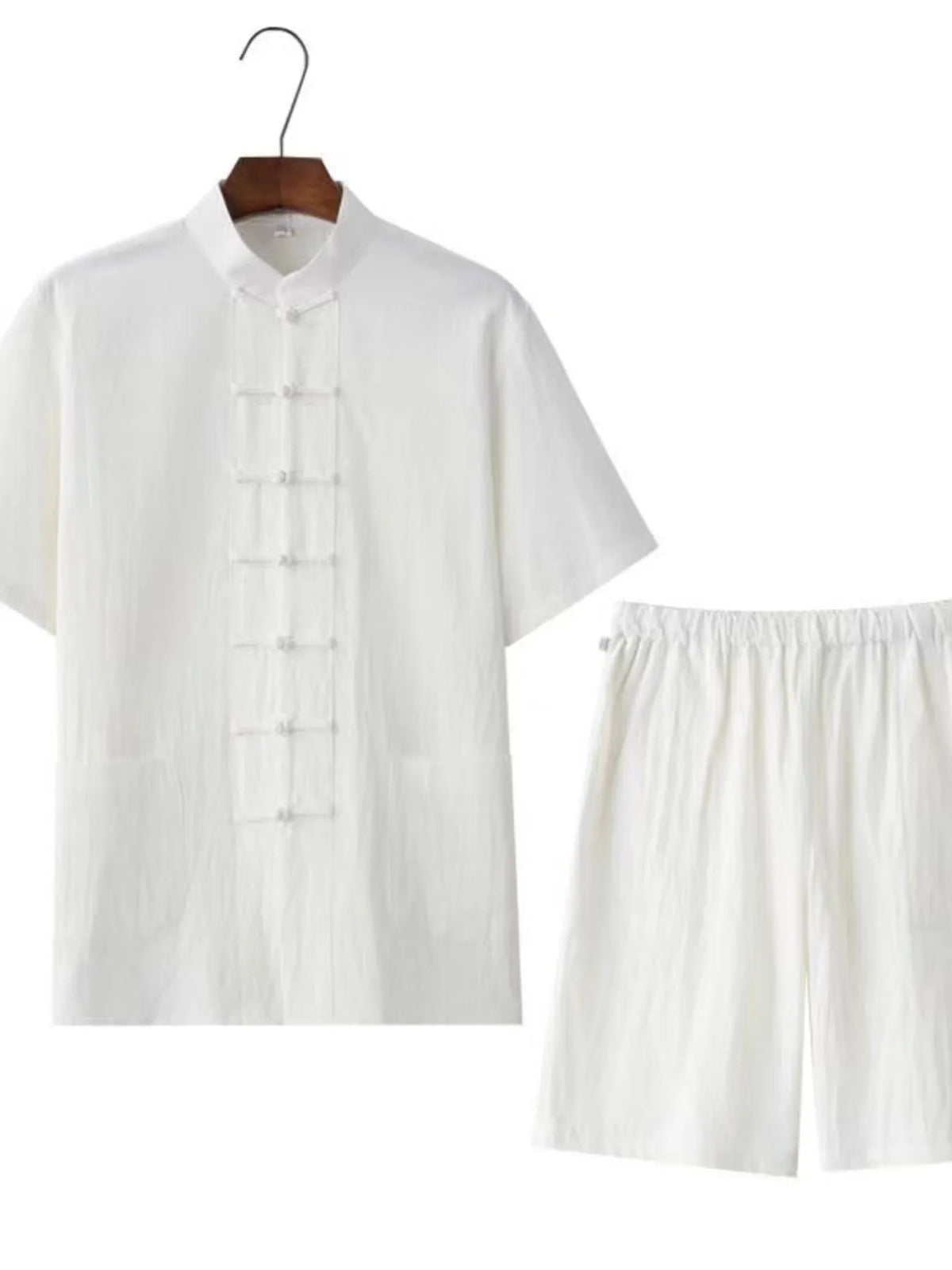 Men's Plus Size Chinese Style Top and Shorts Set