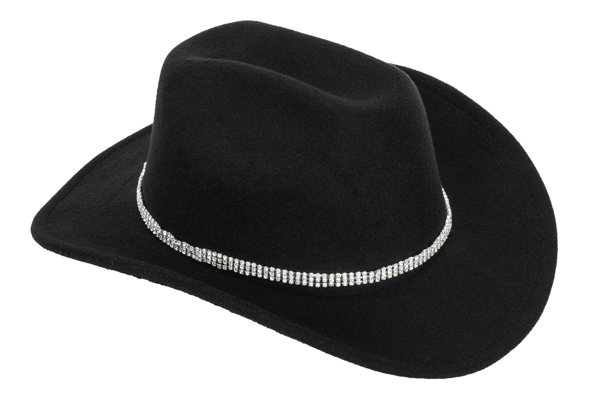 Women's Western Rhinestone Cowboy Hat - Bling Diamond Band Rodeo Fedora