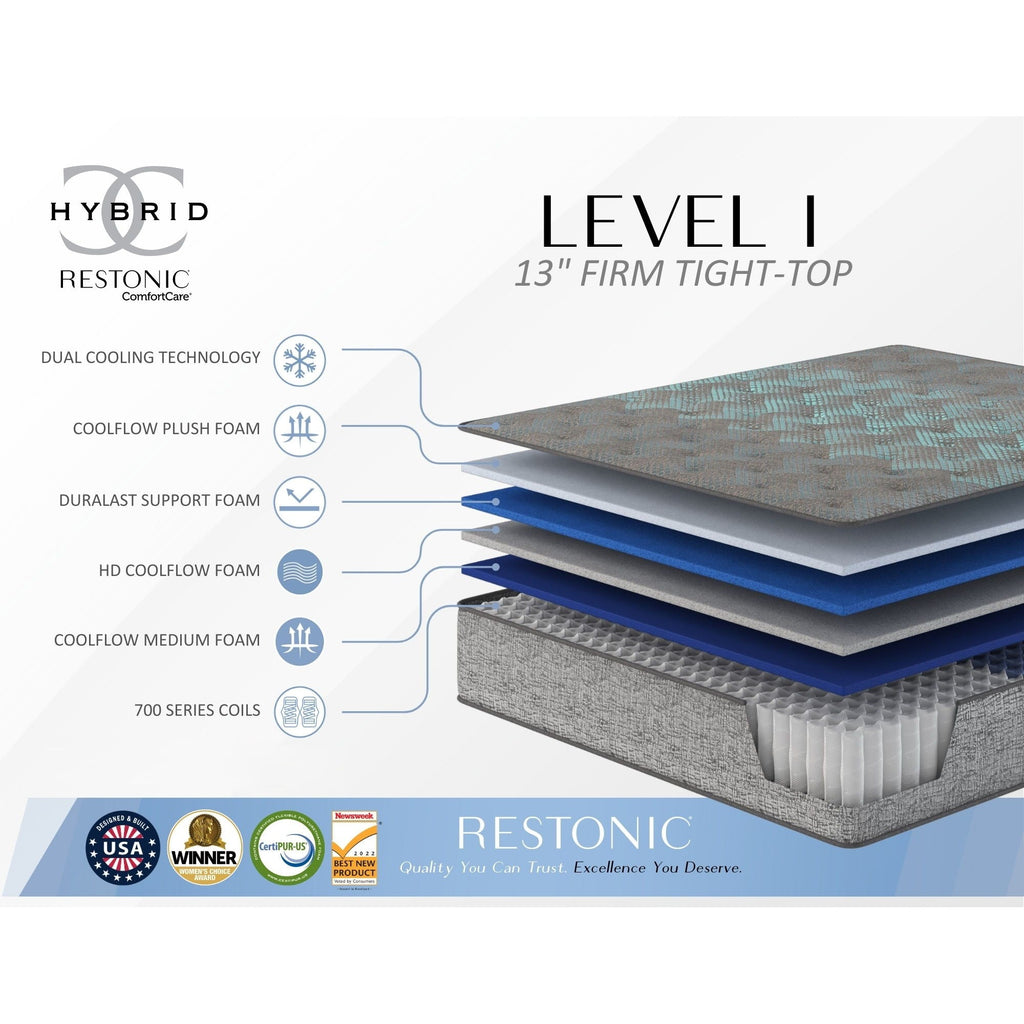 13" Hybrid Mattress with Firm Comfort & Cooling Technology - Dark Gray