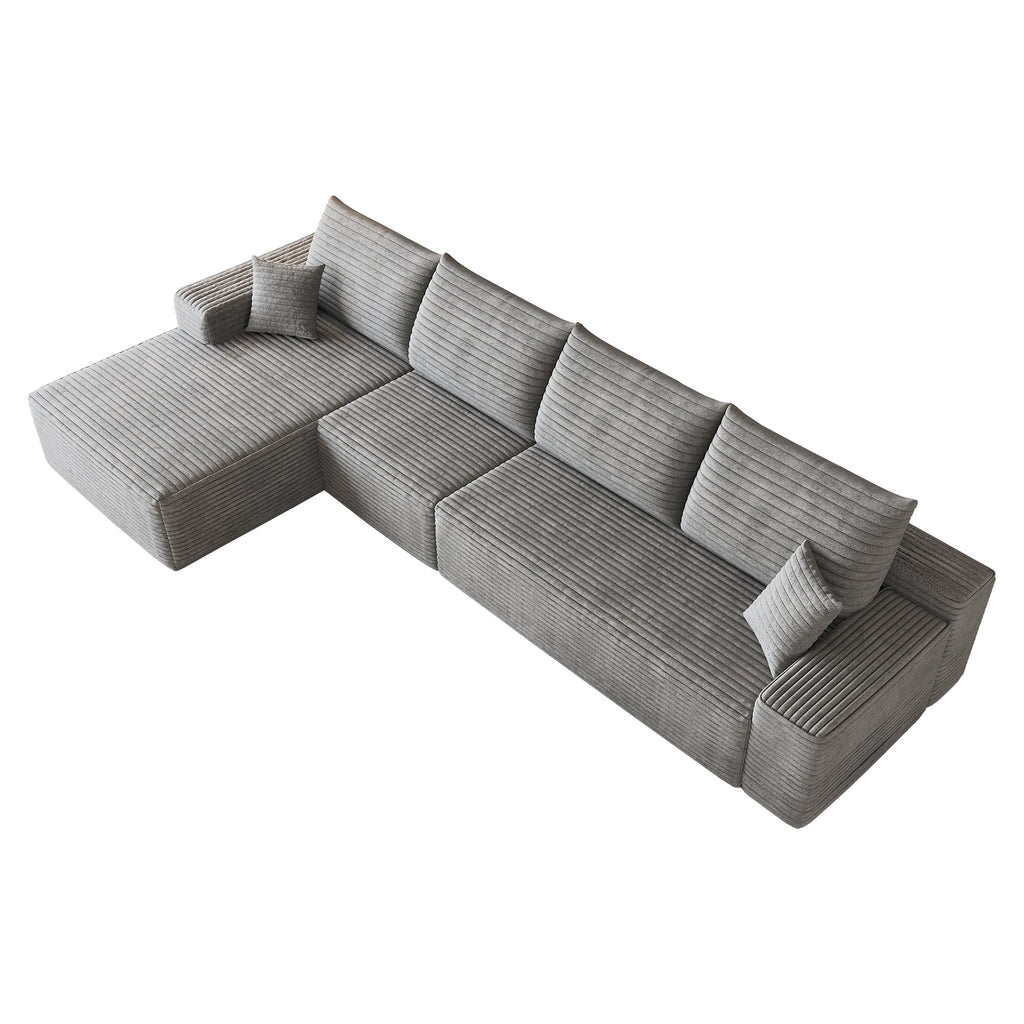 135" Cloud Sectional Couch with L-Shape Chaise in Plush Corduroy