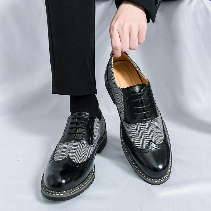 Fashion Brogue Men's Korean-style Casual Formal Wear Leather Shoes
