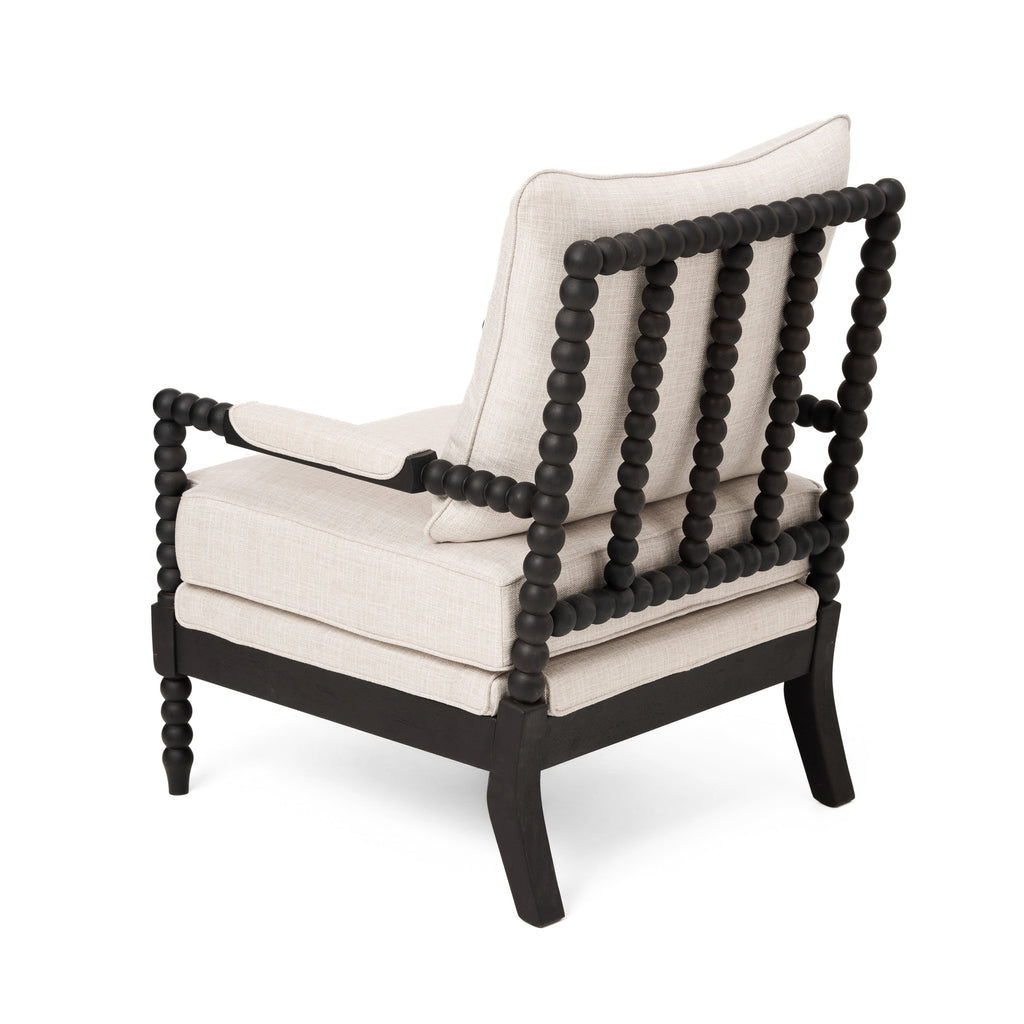 Rubber Wood Accent Chair, Upholstered Fabric Leisure Chair with High-Resilience Sponge, Modern Living Room Chair for Bedroom, Office, Reading Nook, Sturdy Solid Wood Frame, Comfortable & Easy to Clean