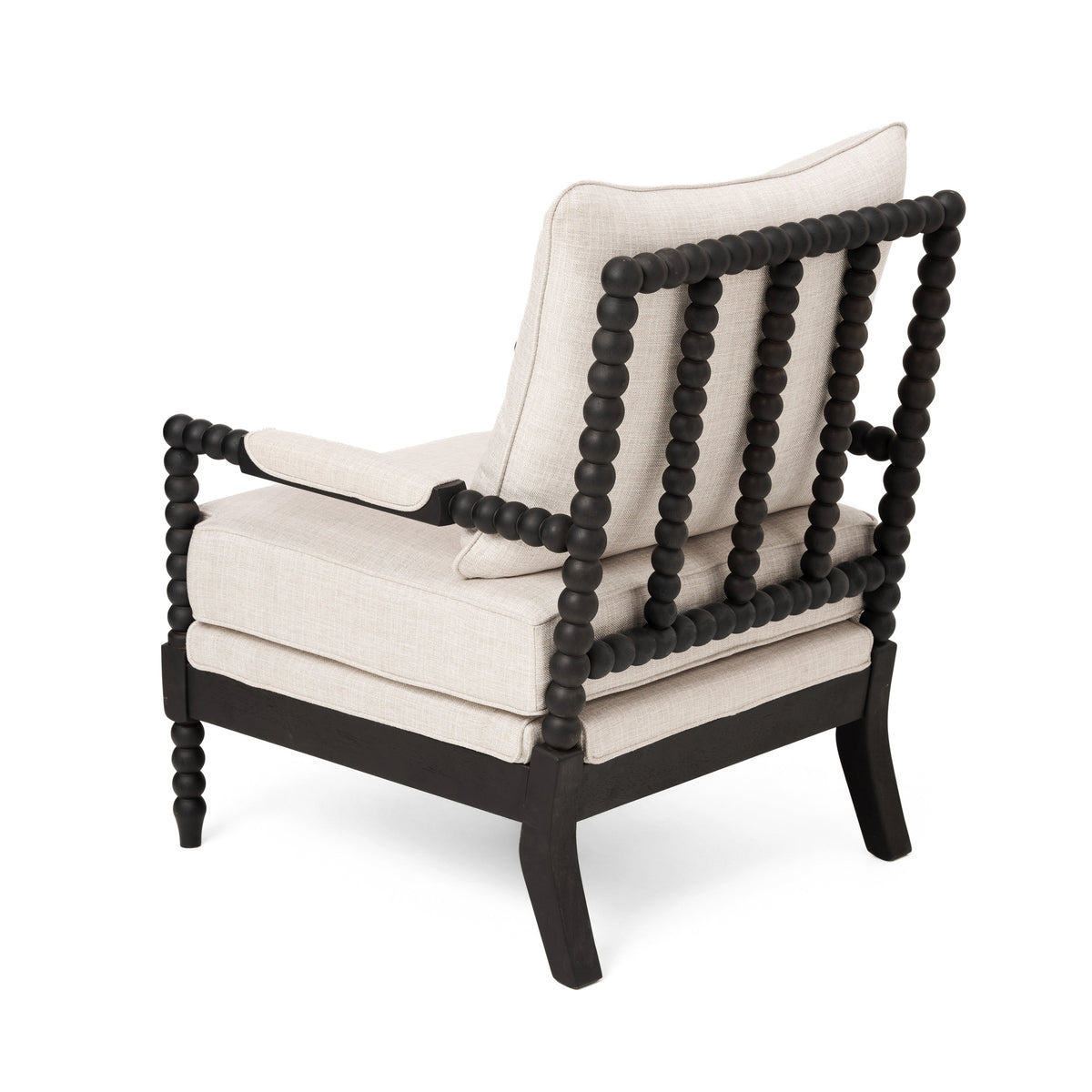 Rubber Wood Accent Chair, Upholstered Fabric Leisure Chair with High-Resilience Sponge, Modern Living Room Chair for Bedroom, Office, Reading Nook, Sturdy Solid Wood Frame, Comfortable & Easy to Clean