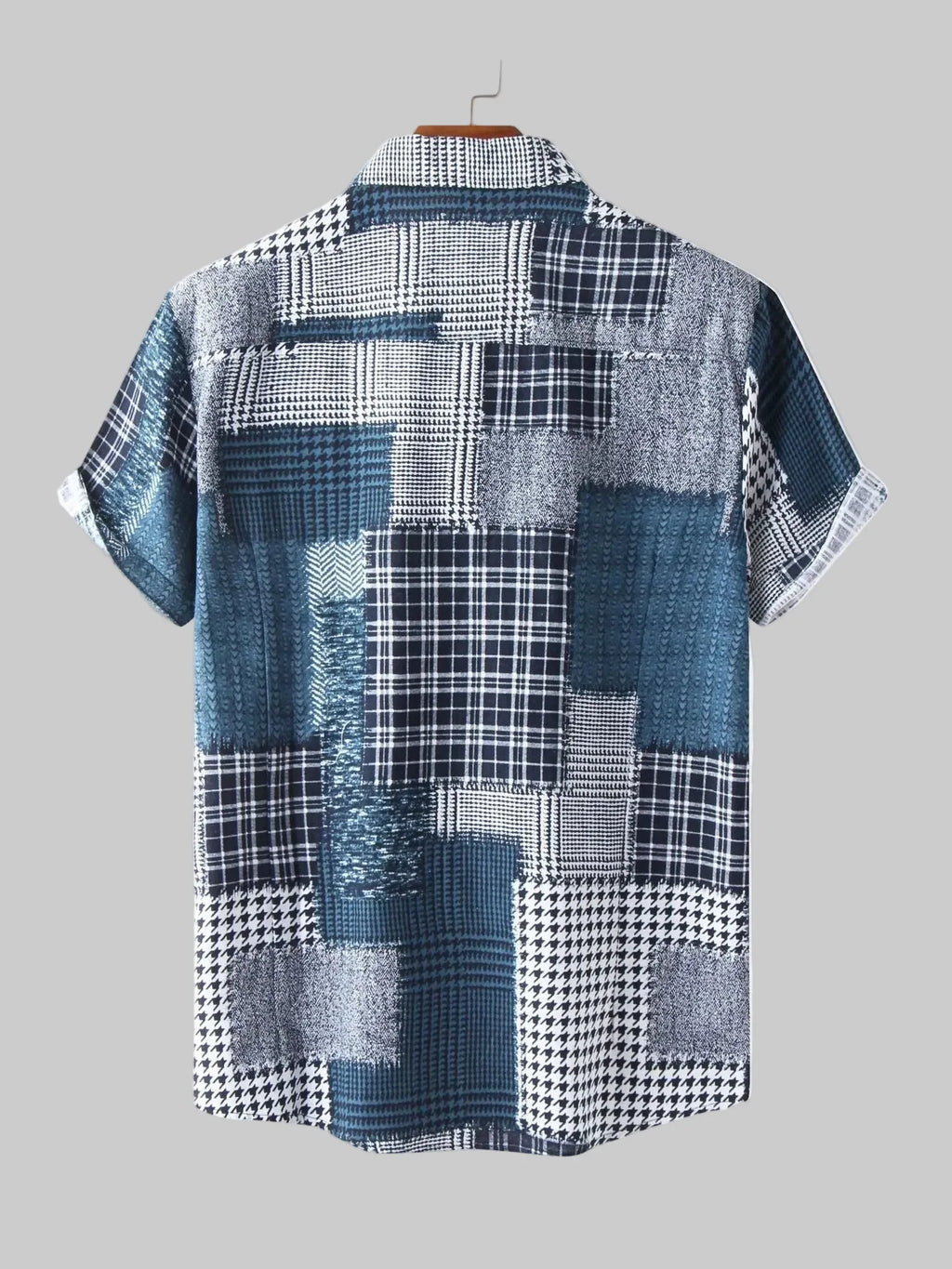 Men's Plus Size Plaid Short Sleeve Button-Up Shirt