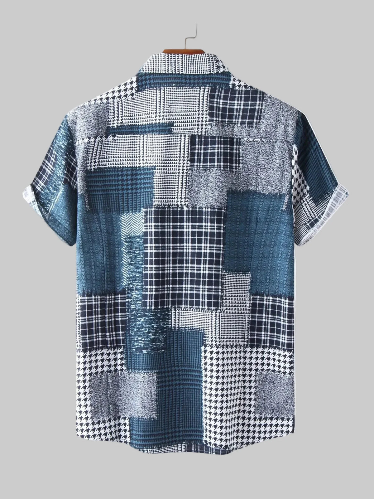 Men's Plus Size Plaid Short Sleeve Button-Up Shirt