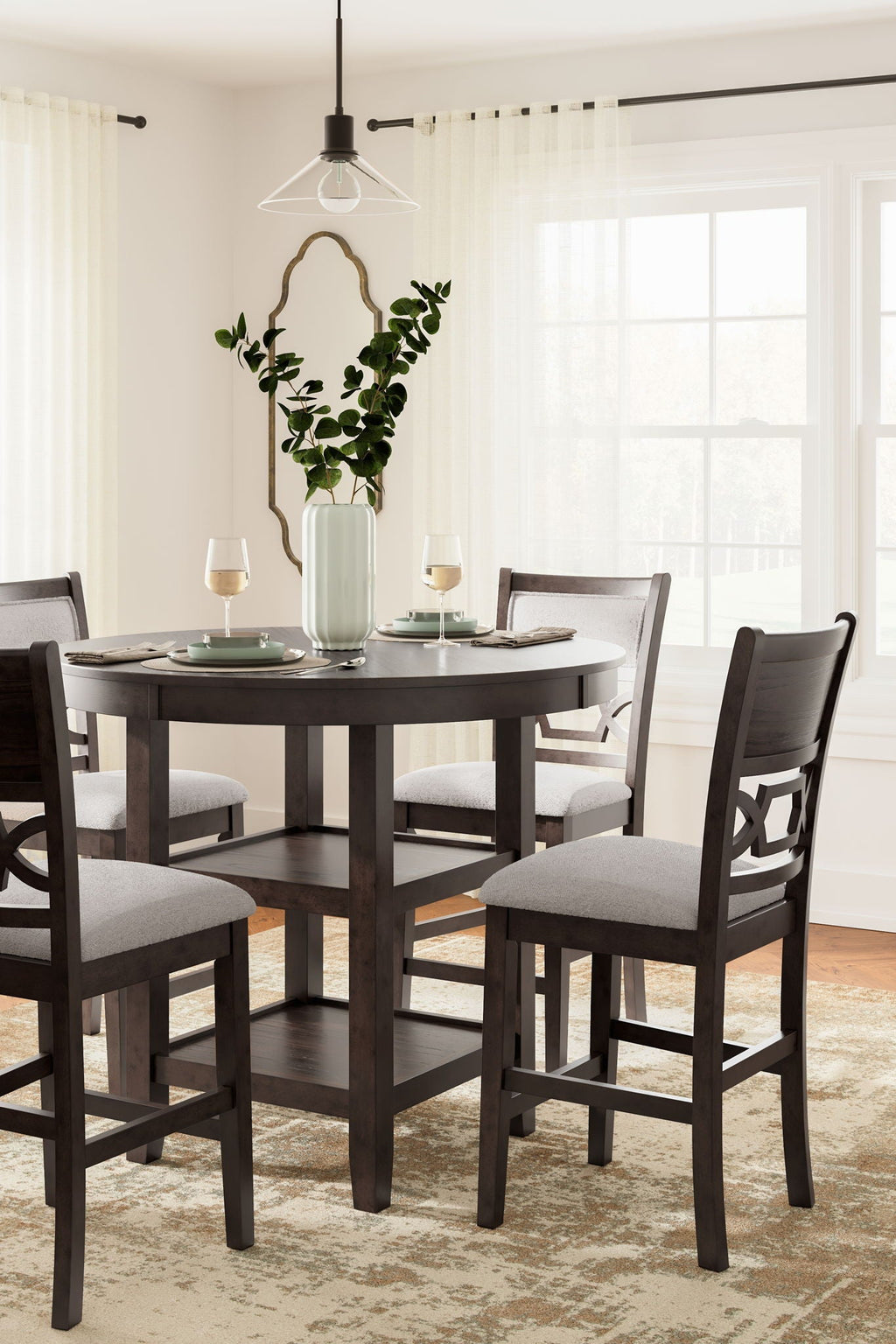 Langwest - Dining Room Counter Table Set (Set of 5) - Brown
