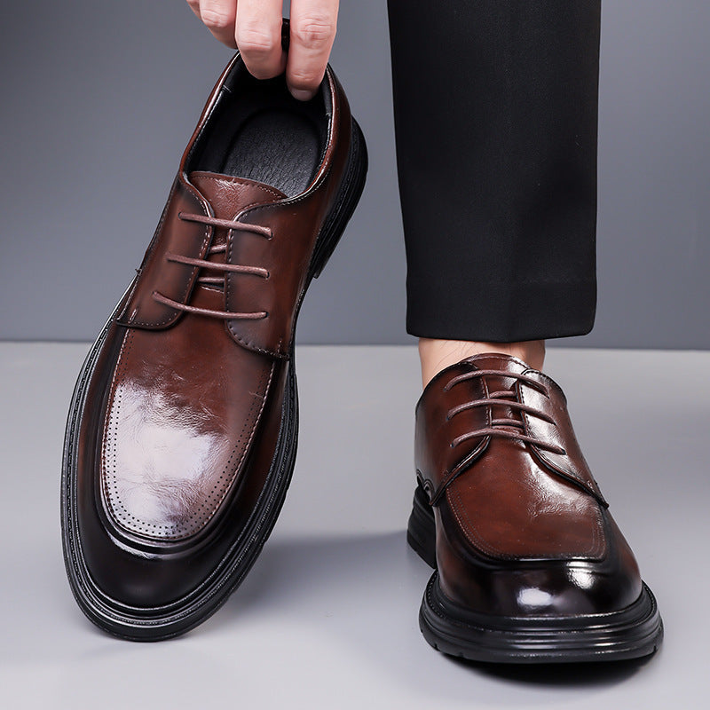 Men's Business Formal Brown Lace-up Leather Shoes