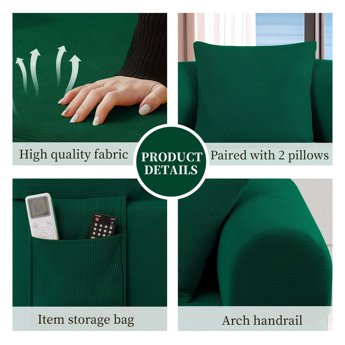 Spring Sofa with High-Quality Fabric - Green