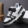 Boys Reflective Colour-Block Skate Shoes - Lightweight Low-Top Casual Sneakers with Hook-and-Loop Closure, Non-Slip TPR Sole