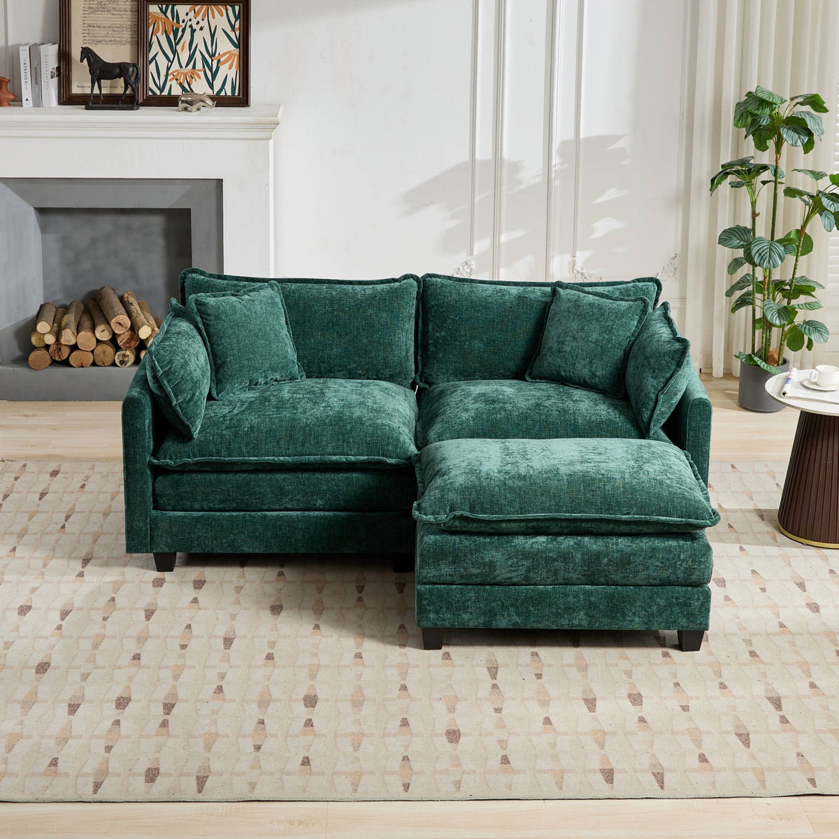 Cloud Sofa LoveSeat (Ottoman is not included), Modern Sectional Couch, Comfy Double Layer Upholstered Seat Cushion