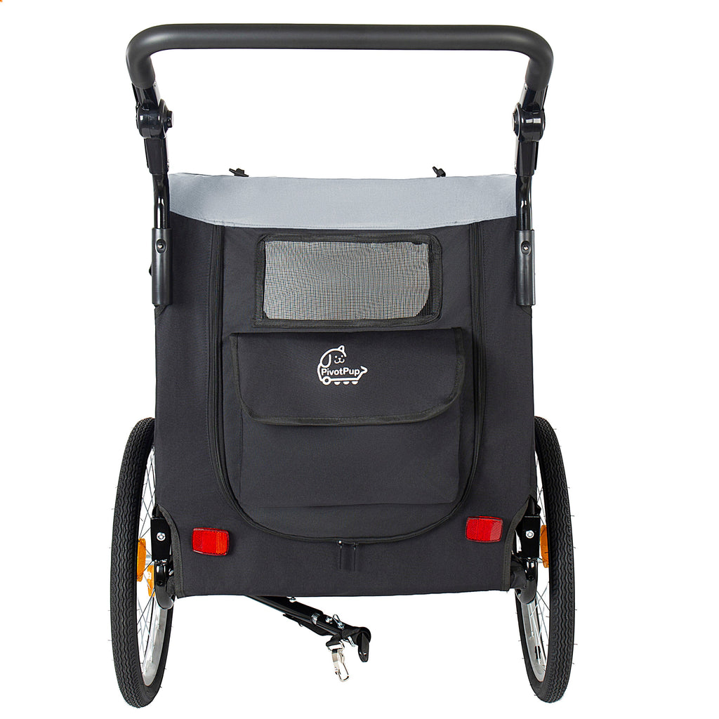 2-in-1 Bike Trailer & Pet Stroller for Dogs up to 110lbs with Weather Cover - Black, Red, or Blue