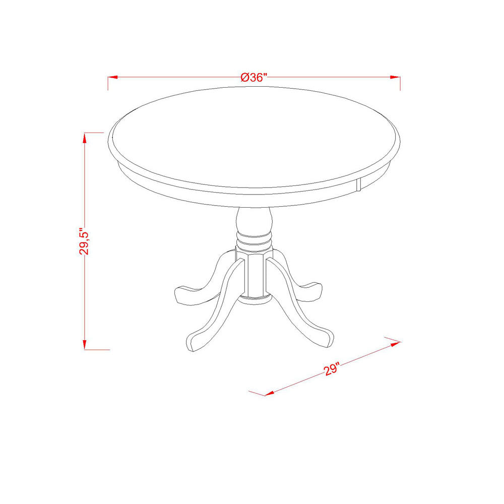 EAST WEST FURNITURE - ANVE5-LWH-15 - 5 Piece Dining Room Set - 4 Baby Blue Linen Fabric Kitchen Chairs with High Back and 1 Modern Dining Room Table - linen white Finish