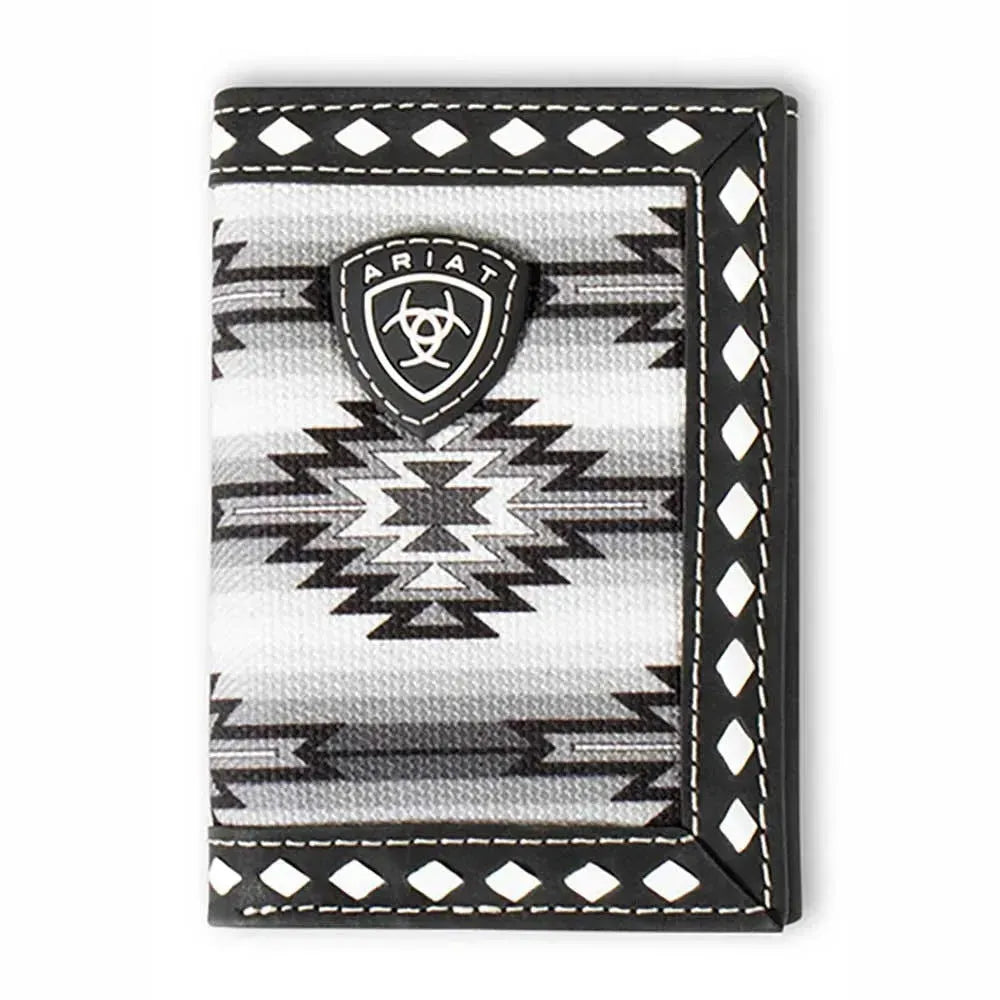 Ariat Diamond Lace Southwest (Black) - Men's Trifold Wallet