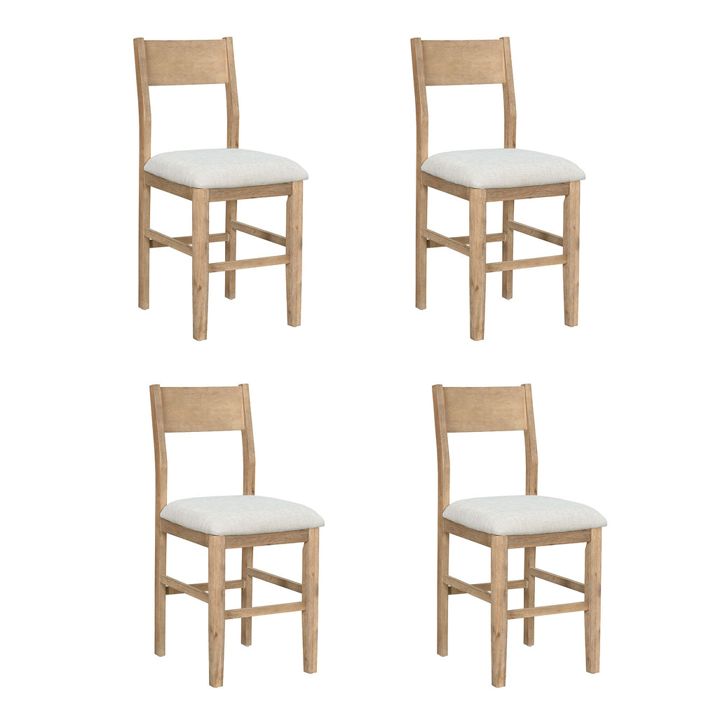 TOPMAX farmhouse countertop height 5-piece dining table set with 1 rectangular dining table and 4 brown dining chairs