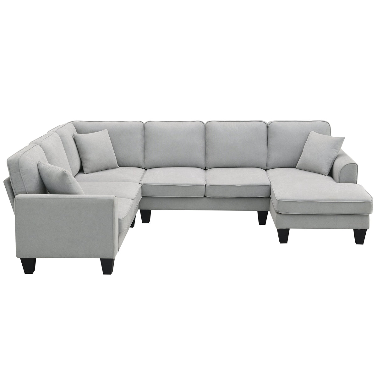 [VIDEO provided] [New] 108*85.5" Modern U Shape Sectional Sofa 7 Seat Fabric Sectional Sofa Set