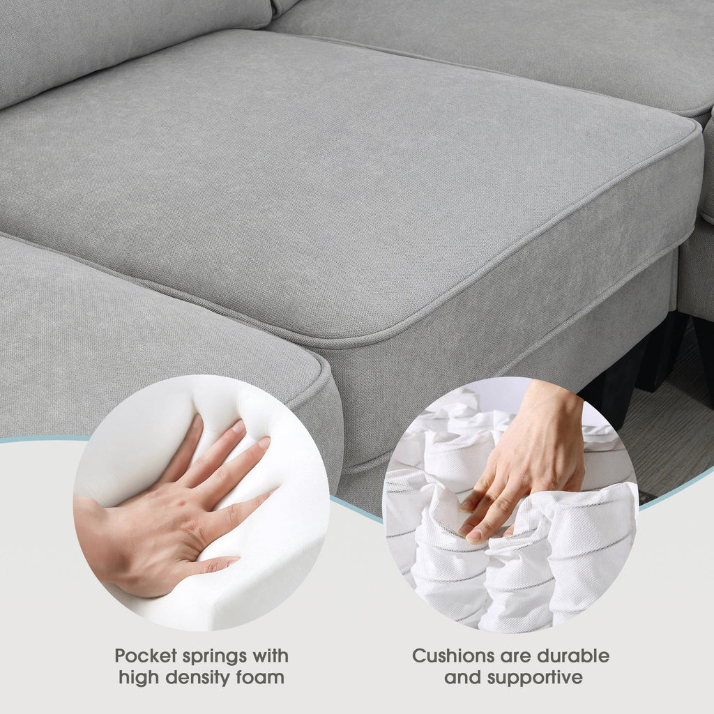 [VIDEO provided] [New] 108*85.5" Modern U Shape Sectional Sofa 7 Seat Fabric Sectional Sofa Set