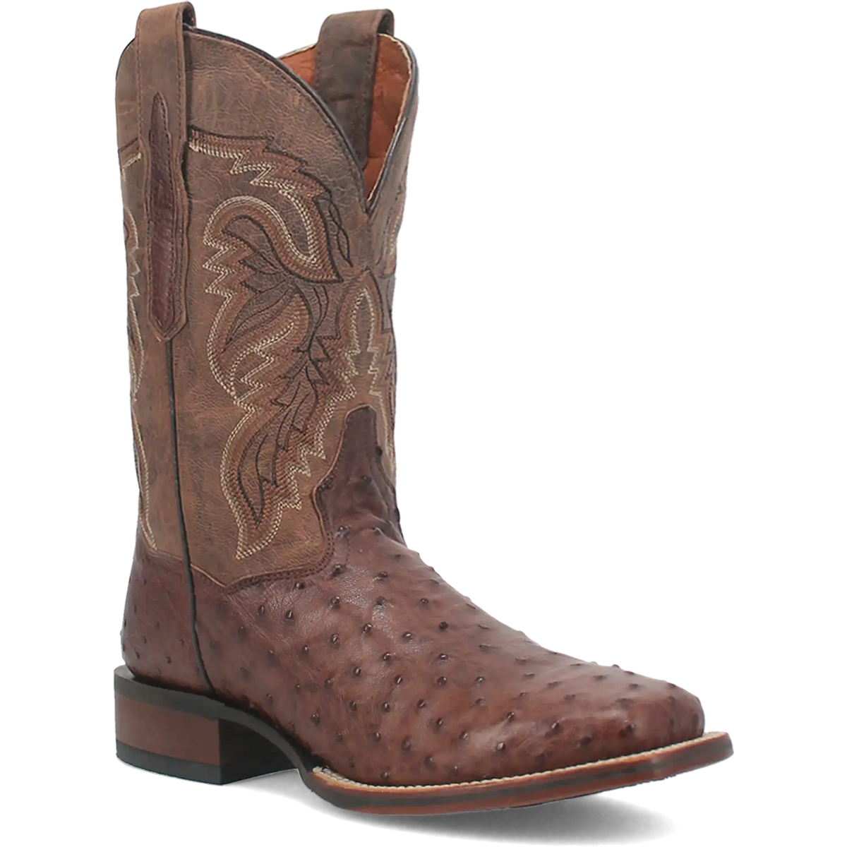 Dan Post Alamosa (Chocolate/Brown) - Men's Ostrich Skin Leather Cowboy Boots