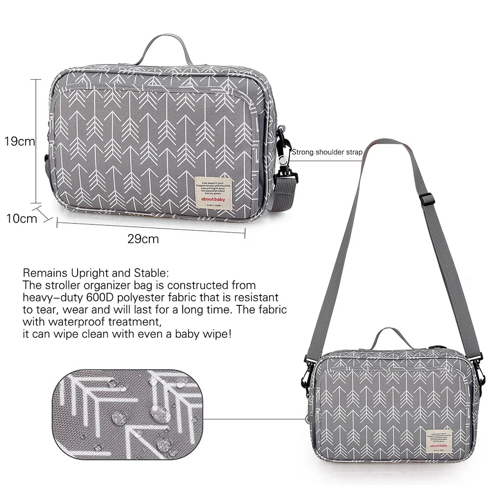 Baby Stroller Bag Waterproof Portable Travel Mummy Bag Multifunction Diaper and Bottle Storage Hanging Pram Organizer