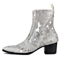 Men's OSSTONE Chelsea Ankle Boots – Silver Cuban Heel Leather