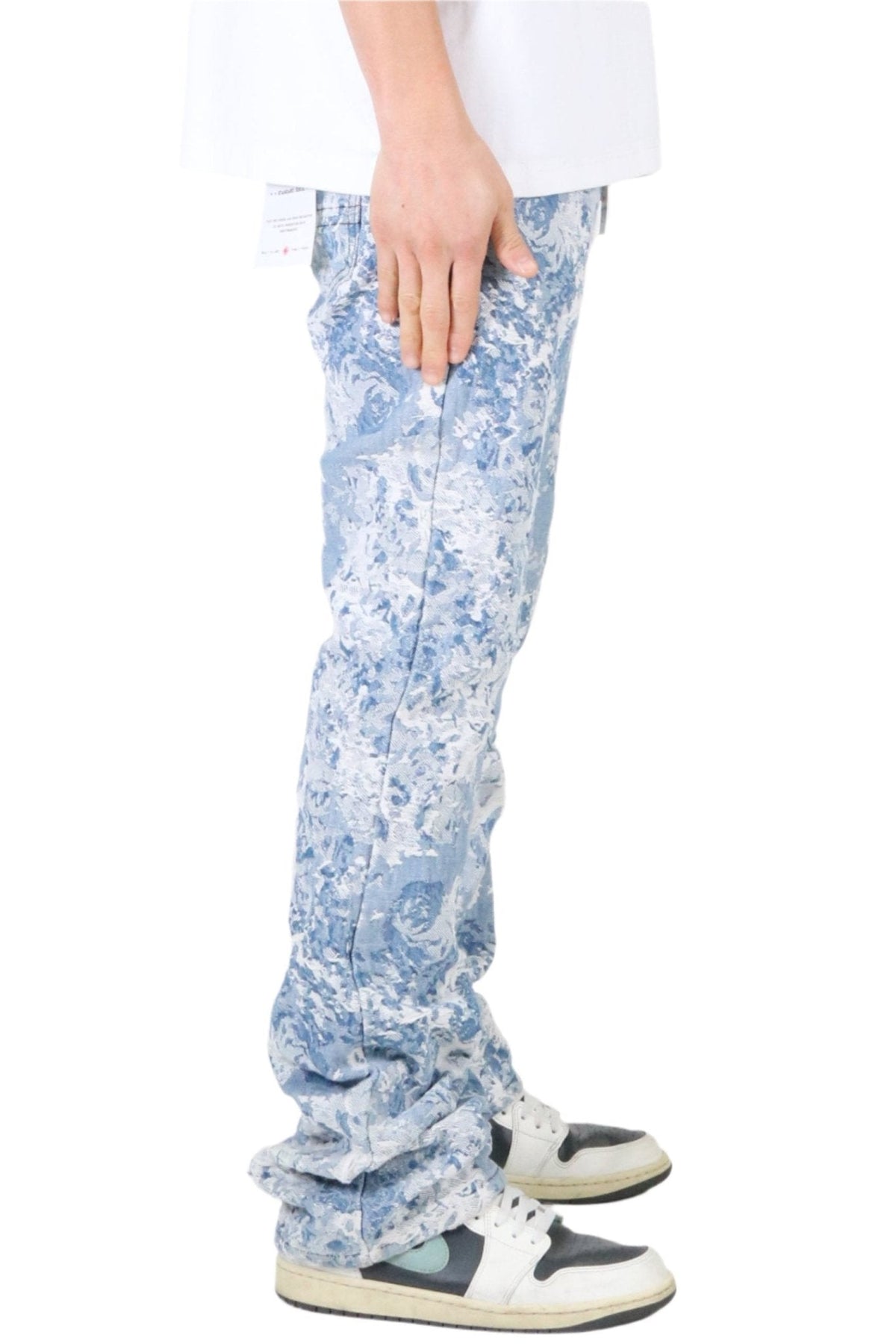 FLEX Men's premium jacquard flare stacked fit denim pants