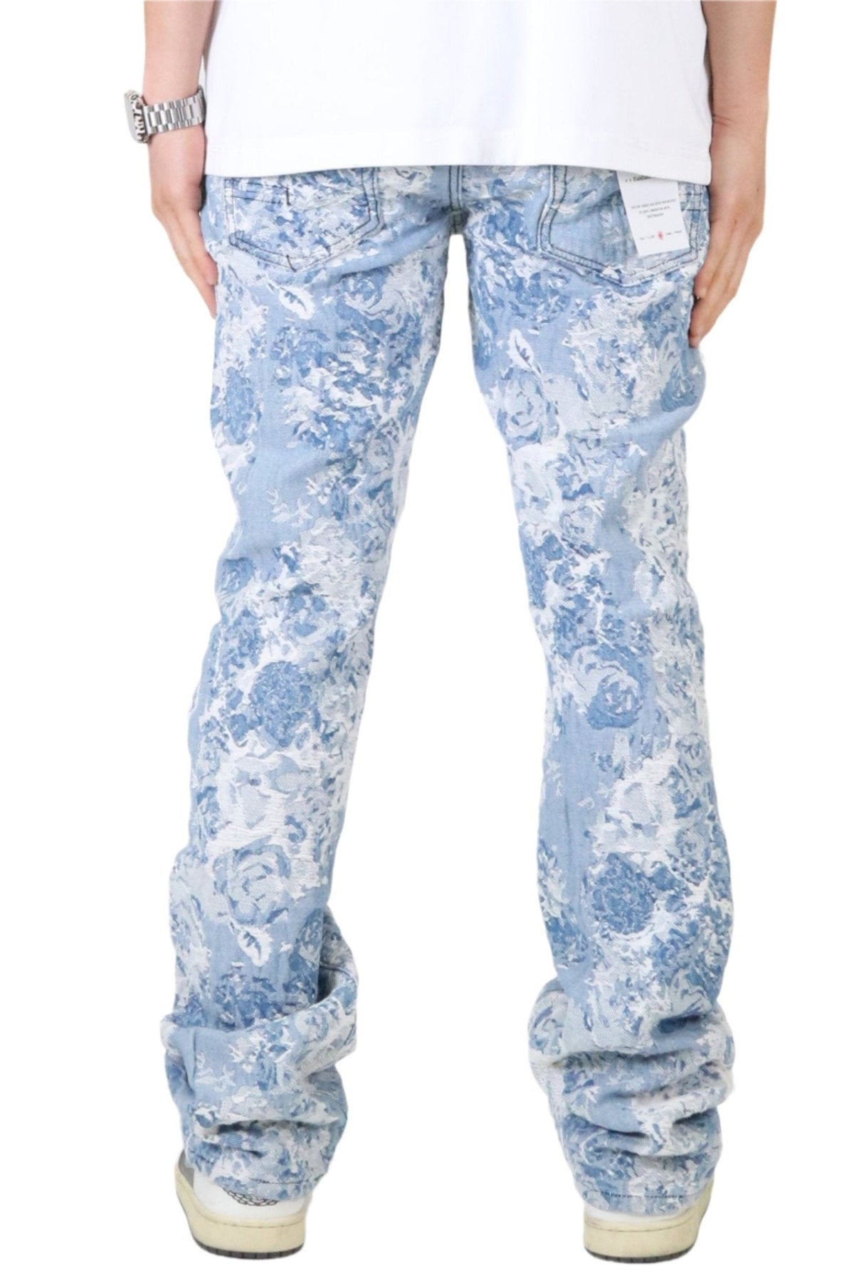 FLEX Men's premium jacquard flare stacked fit denim pants