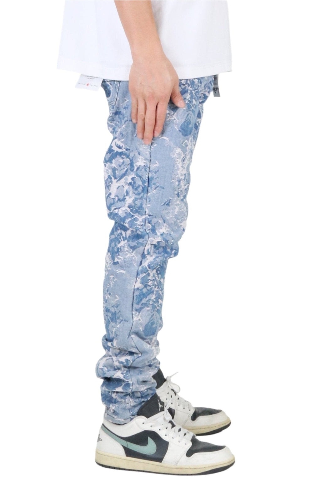 FLEX Men's premium jacquard slim straight fit denim pants