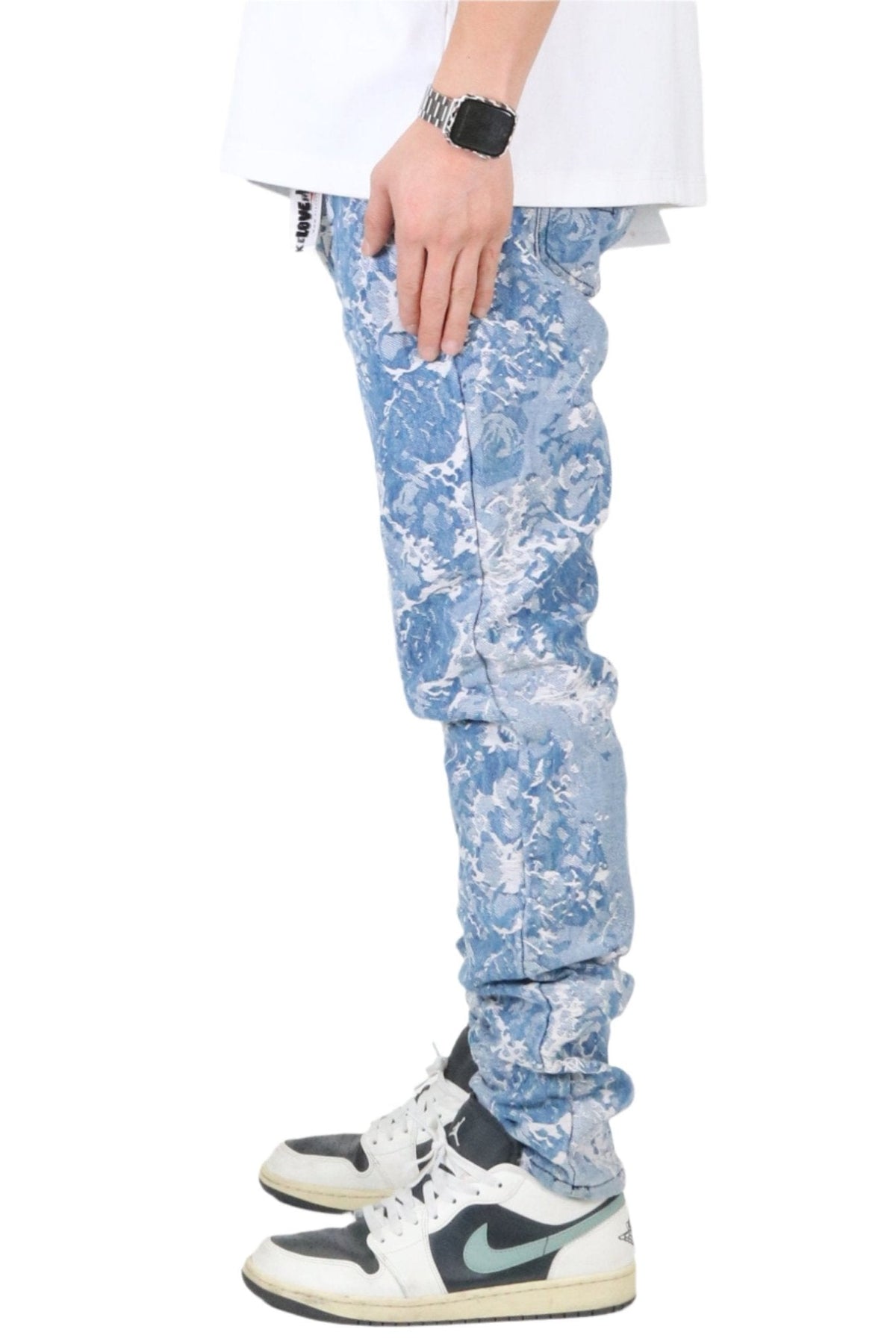 FLEX Men's premium jacquard slim straight fit denim pants