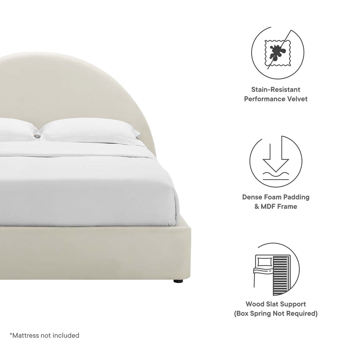 Resort Performance Velvet Arched Round Platform Bed by Modway