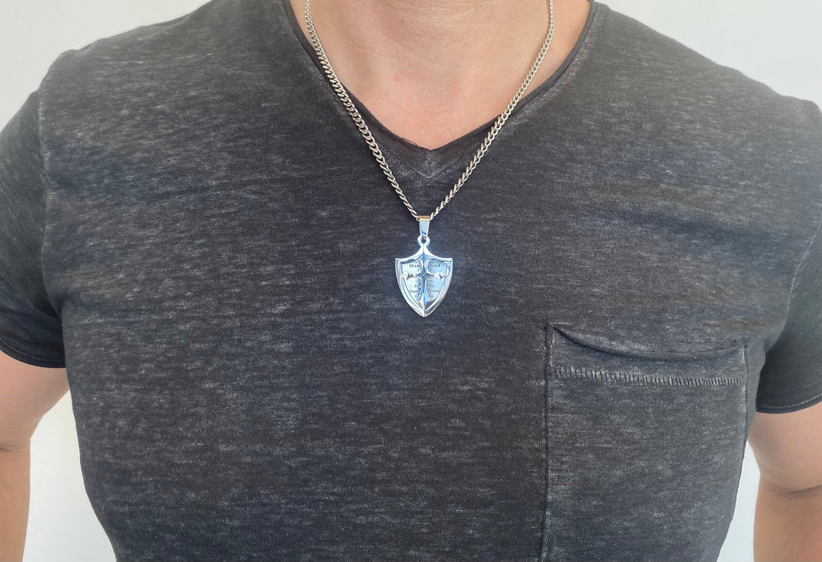 Two Piece Shield Cross Necklace