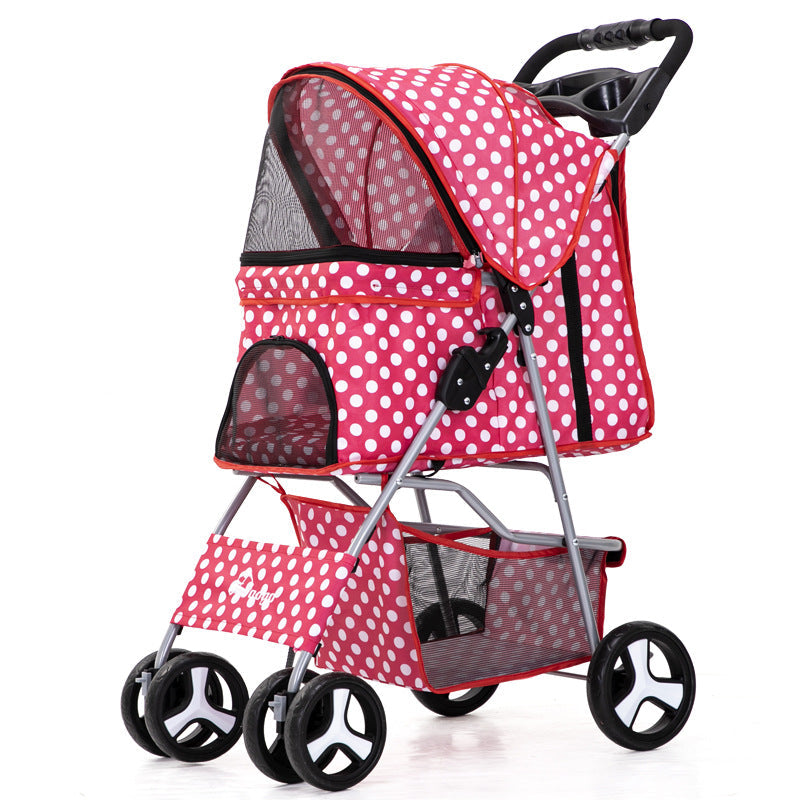 Foldable Pet Stroller with Storage Basket