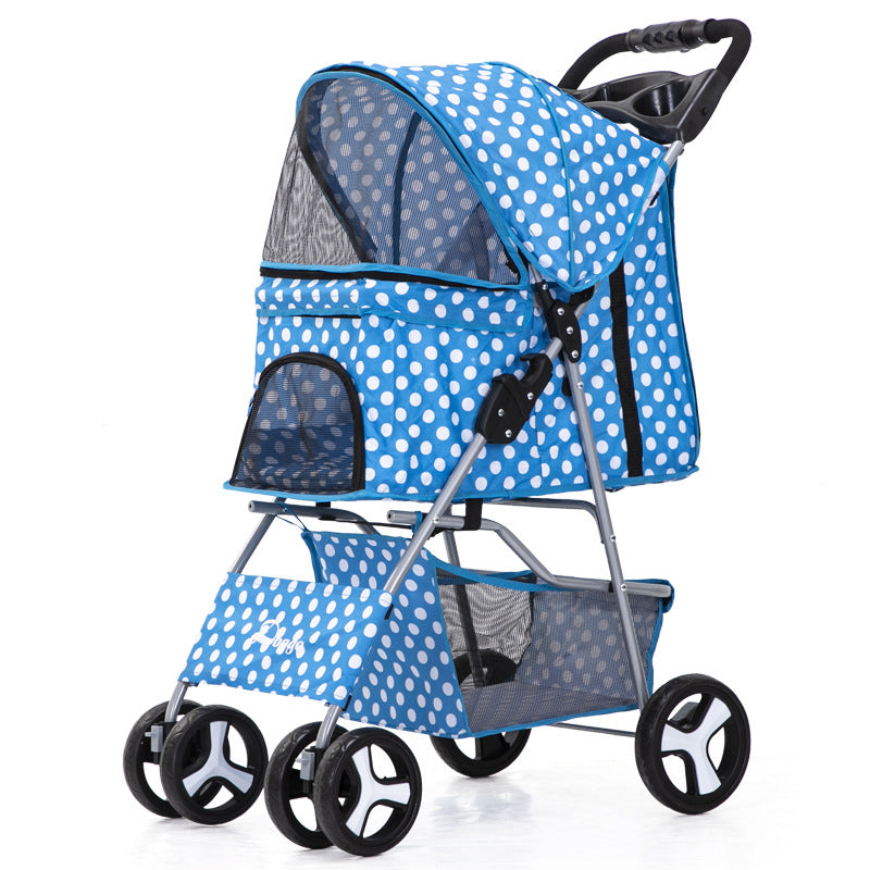 Foldable Pet Stroller with Storage Basket