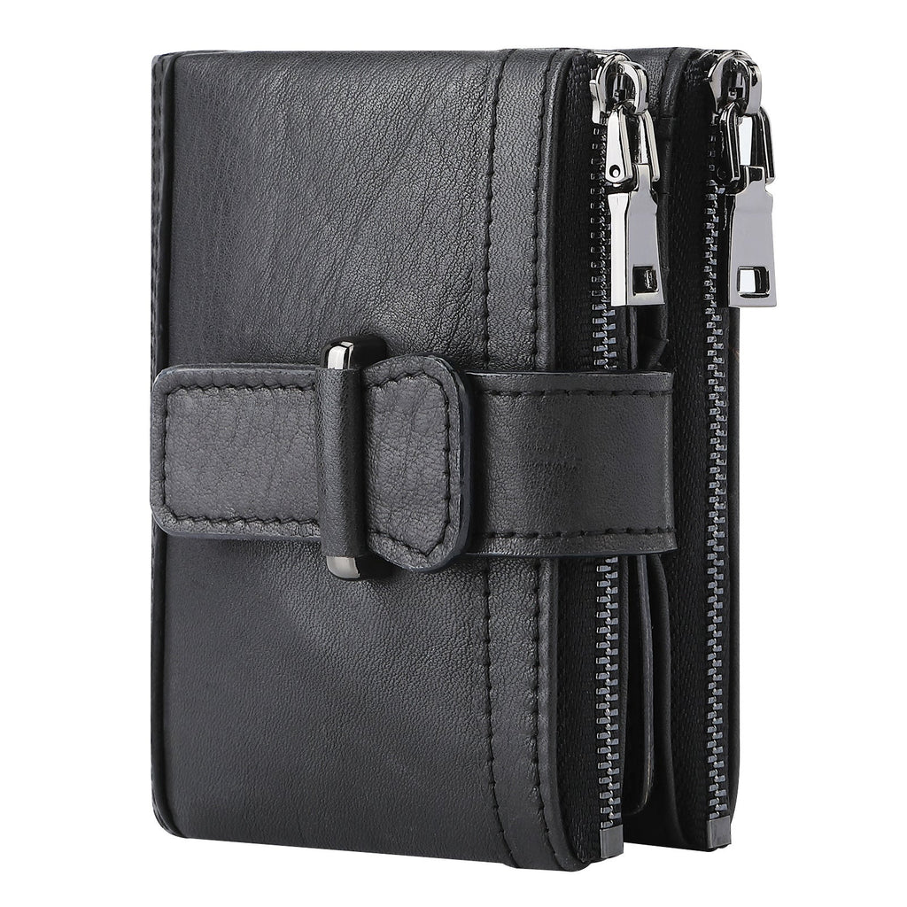 Swiping Zipper Hasp Multiple Slots First Layer Men's Wallets