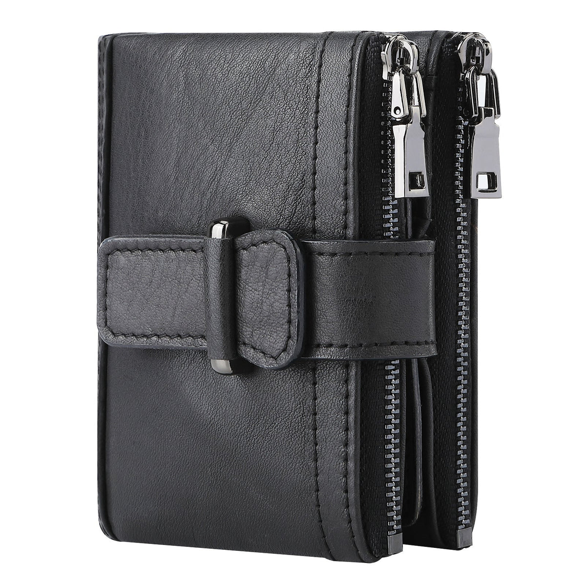 Swiping Zipper Hasp Multiple Slots First Layer Men's Wallets